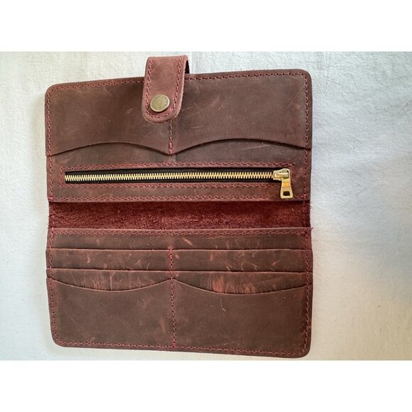 Portland Leather Goods Bi-Fold Wallet In Merlot - Picture 2 of 4